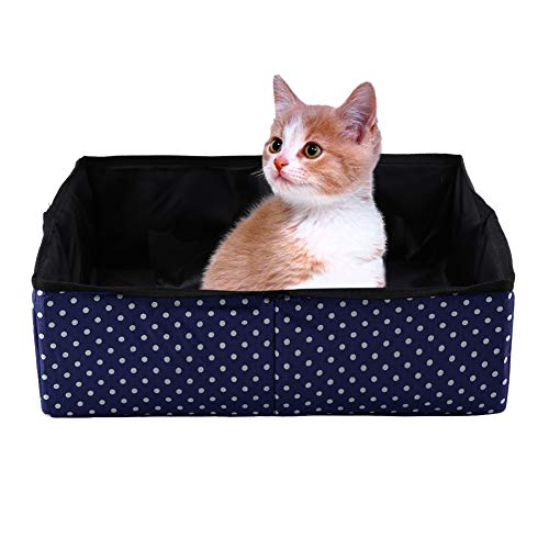 Katzentoilette Faltbar Katzen Katzenklo Tragbare wasserdichte Haustier Katzenklo Katzentoilettenbox, leicht zu reinigen, tragen und speichern für Indoor Outdoor Reise Verwenden(blau) von Pssopp
