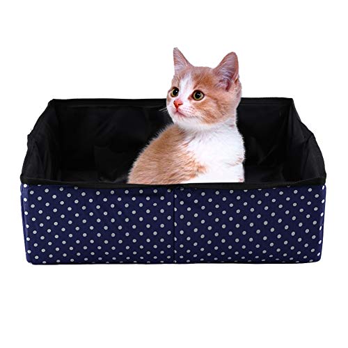 Katzentoilette Faltbar Katzen Katzenklo Tragbare Wasserdichte Haustier Katzenklo Katzentoilettenbox, leicht zu reinigen, tragen und speichern für Indoor Outdoor Reise Verwenden(blau) von Pssopp