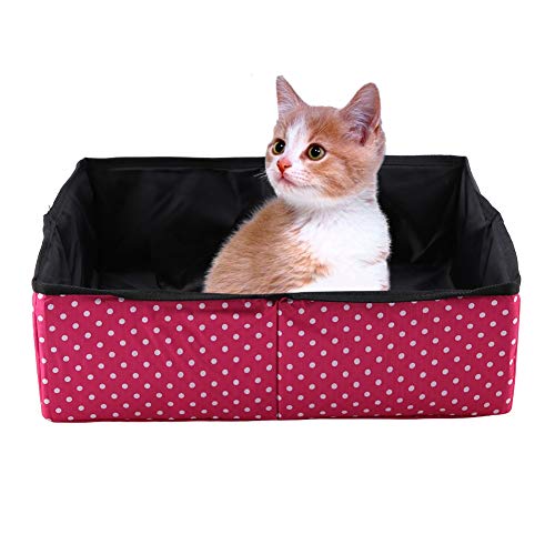 Katzentoilette Faltbar Katzen Katzenklo Tragbare wasserdichte Haustier Katzenklo Katzentoilettenbox, leicht zu reinigen, tragen und speichern für Indoor Outdoor Reise Verwenden(rot) von Pssopp