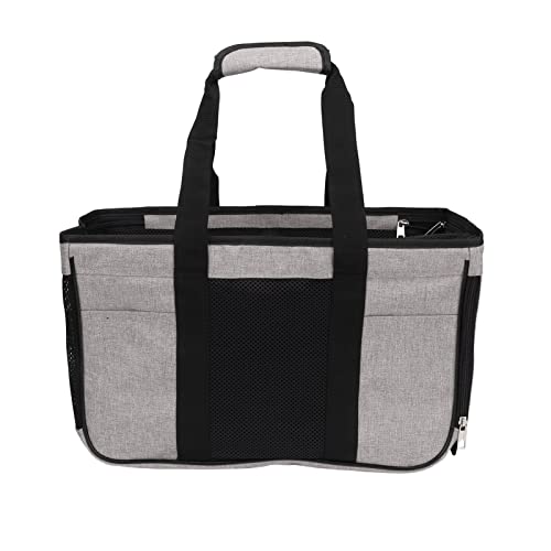 Pssopp Katzentragetasche, Bequeme, Verstellbare, Atmungsaktive Katzentragetasche mit Doppeltem Reißverschluss für Reisen Zum Einkaufen für Welpen (Grau mit Schwarz) von Pssopp