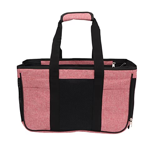 Pssopp Katzentragetasche, Bequeme, Verstellbare, Atmungsaktive Katzentragetasche mit Doppeltem Reißverschluss für Reisen Zum Einkaufen für Welpen (Rosa mit Schwarz) von Pssopp