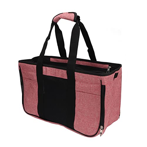 Katzentransportbox Atmungsaktive Haustiertransportbox Tragbare Katzentransportbox Katzentransportbox für Kleintiere Welpen (Rosa mit Schwarz) von Pssopp