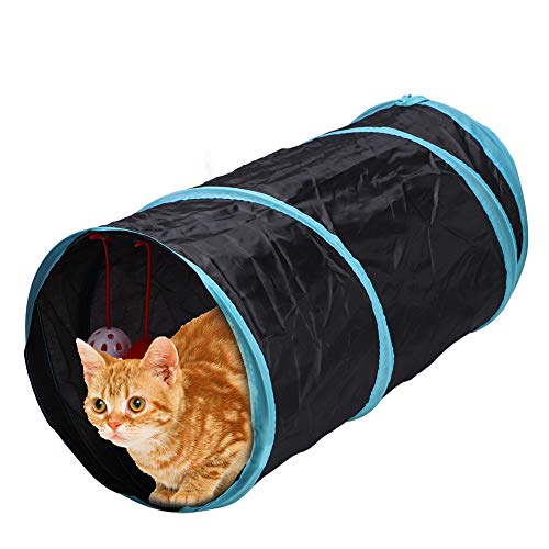 Katzentunnel Faltbare Katzenspielzeug Rascheltunnel Haustier Polyester Tunnel Rascheltunnel Spieltunnel Katze Interaktives Tunnelspielzeug mit Ball von Pssopp