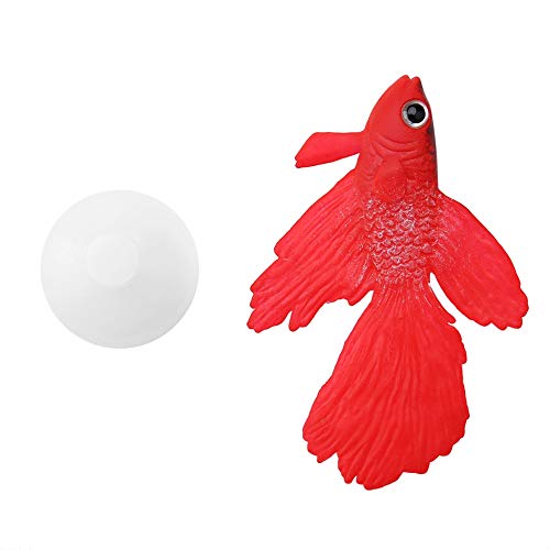 Pssopp Künstliche Fische Silikon Fische Silikon Goldfisch Betta Fisch Lebensechte Künstliche Fische Ornament Schwimmende Fische Aquarium Dekoration Künstliche Bunte Fische (Roter Betta Fisch) von Pssopp