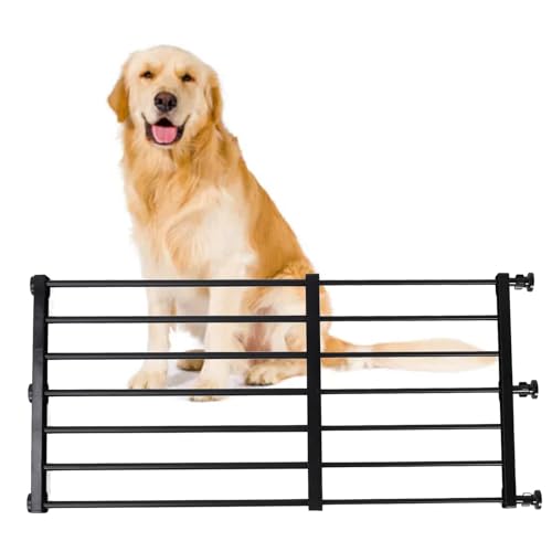 Pssopp Kurzes Hundegitter, in der Breite Erweiterbar, Stabiler Metallrahmen, Einfache Installation, Schützt Haustiere, Sicheres Trittgitter für Treppen, Türen und Türen (Schwarz groß, von Pssopp