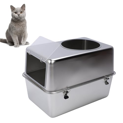 Pssopp Metall -Katzenstreu -Tablett, Edelstahl Hoher Seitengeruchskontrollkatze Müllpfanne mit Deckel Anti -Leckage für Große Katzen Pssopp Metall -Katzenstreu -Tablett, Edelstahl Hoher Seitengeruchskontrollkatze Müllpfanne mit Deckel Anti -Leckage für Große Katzen von Pssopp
