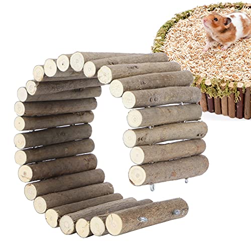 Natürliche Holzleiter Haustierleiter Brücke Bend Holzhamster Holzleiter Kauspielzeug für Kleintiere, Zwerghamster (30CM) von Pssopp