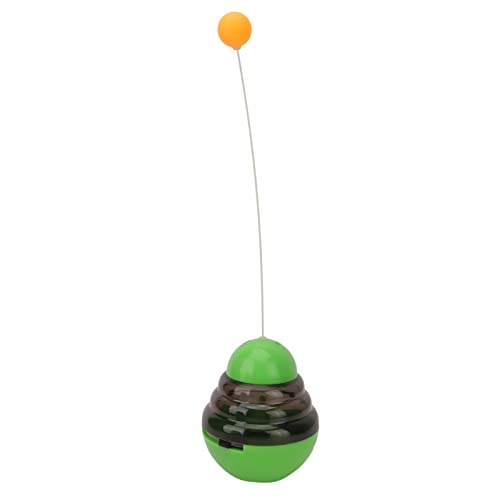 Pssopp Pet Slow Feeding Ball Spielzeug, Bissfest Interaktive Langeweile Linderung Verstellbarer Katzenleckerlispender Ball Attraktiv mit Neckball für den Innenbereich (Grün) von Pssopp