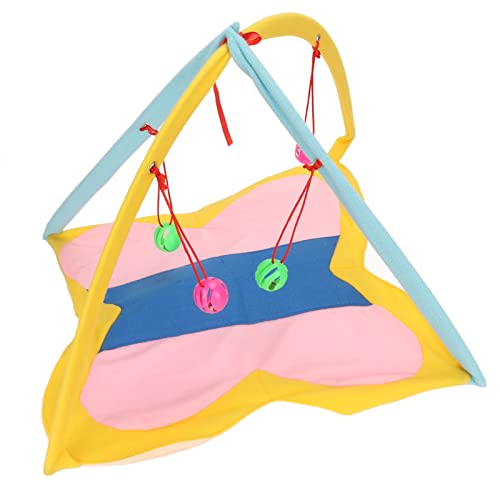 Pssopp Pet Tent Activity Center Cosy Cat Bett Zelt mit Glocken, Faltbares Design für Vielbeschäftigte Katzen, für Spiel und Ruhe, Geeignet für Alle Altersgruppen, Helle Farbe von Pssopp