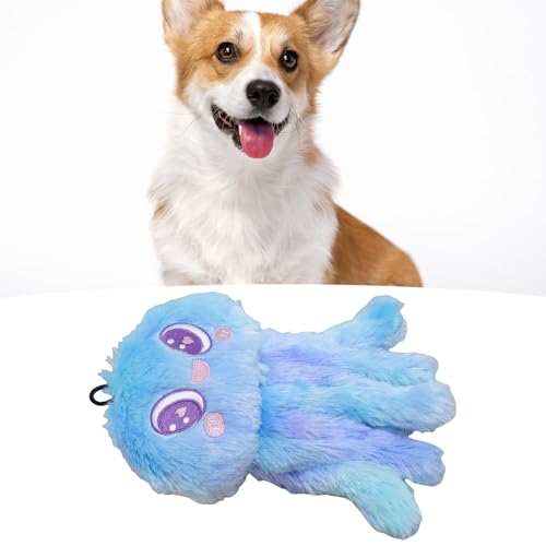 Pssopp Plüsch Hund Quietschendes Spielzeug, Quallen Form Stress Relief Interaktives Spieltraining Kau Spielzeug für Aggressive Chewers (Blue) von Pssopp