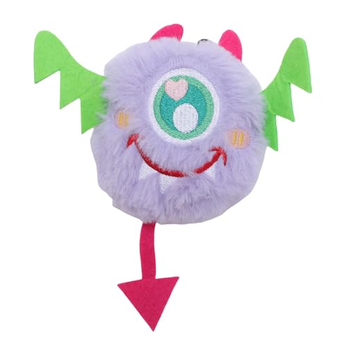 Pssopp Quietschende Katzenkauenspielzeug, Interaktiver Plüsch mit Lustigen Quietschern für Innenkatzen, das Etwas Kaut (Purple) von Pssopp