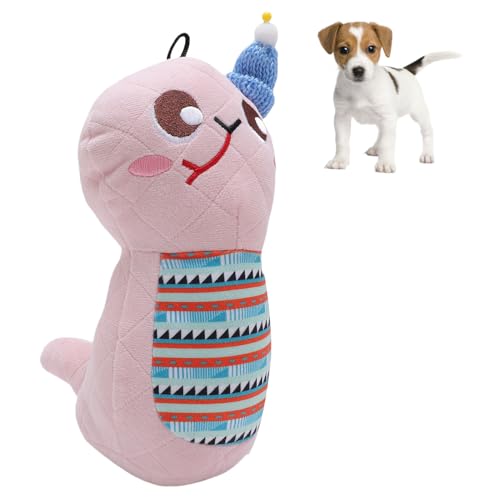 Pssopp Quietschendes Hundespielzeug, Interaktiver Weicher und Bequemer, Plüschiger Welpe Kau Haustier Fetch Spielzeug für Kleine und Mittlere Hunde (PINK) von Pssopp