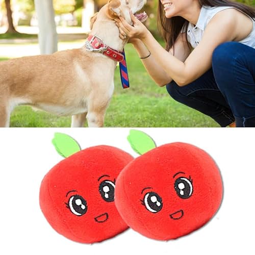 Pssopp Quietschendes Plüsch-Hundespielzeug, Lustiger Apfel-Plüschtier-Cartoon für den Innenbereich für Hunde für Katzen von Pssopp