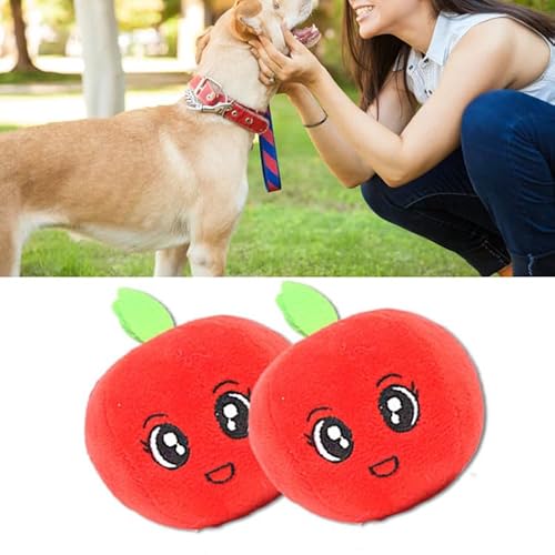 Pssopp Quietschendes Plüsch-Hundespielzeug, Lustiger Apfel-Plüschtier-Cartoon für den Innenbereich für Hunde für Katzen von Pssopp