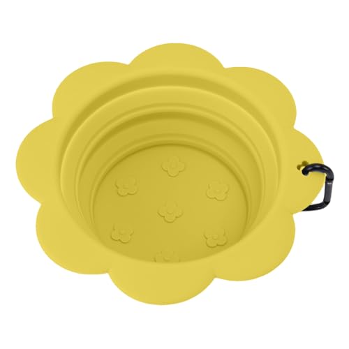 Pssopp Reisen Tragbare Hundebrielschale, Zusammenklappbares Silikonklapphundfutter und Wasserschale für Wandercamping Im Freien Im Freien (Yellow) von Pssopp
