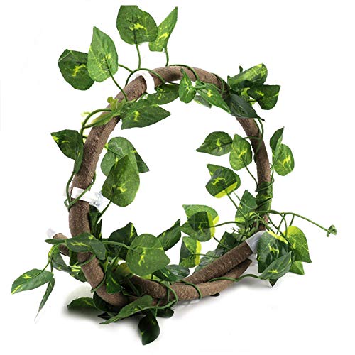 Pssopp Reptile Vines 3.28ft Flexible Reptile Kletterzweig Jungle Terrarium Rattan Amphibious Habitat Decor mit Saugnäpfen und Blatt zum Klettern(#2) von Pssopp