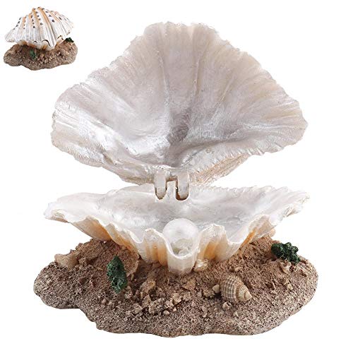 Pssopp Shell Pearl Bubbler Decor Aquarium Aquarium Faltbare Shell Fische Garnelen Versteck House Cave Harz Fisch Garnelen Zucht Versteck Cave Shelter Aquarium Landschaftsbau Dekoration von Pssopp