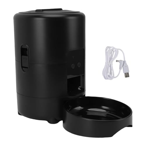 Pssopp Smart Cat Food -Spender, Automatische Haustierfutterer 2L Große Kapazität Dual Power Supply App Fernbedienung Zeitgesteuerter Hundefutterspender für Haustier zu Hause (Black) von Pssopp
