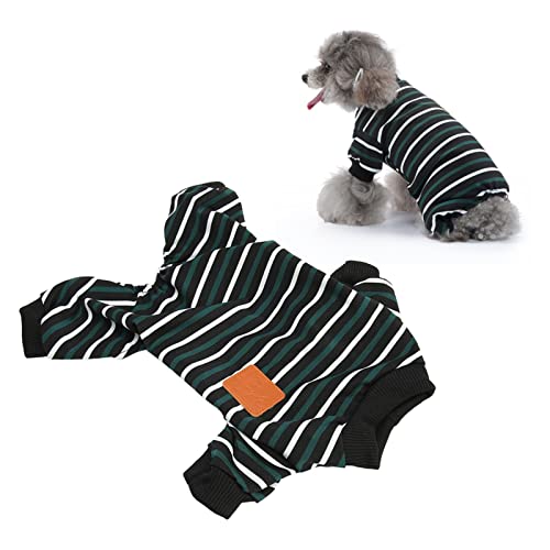 Pssopp Streifen Thermischer Hund Jumpsuit, Weicher Dehnbarer Haustierpyjamas, Kleine Mittelgroße Hunde, Einfache Toilette, Winddichte Wärme (L) von Pssopp