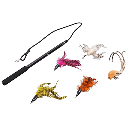 Pssopp Teaser Wand Spielzeug für Katzen, einziehbares interaktives Katzenspielzeug mit Feder, weicher Schwammgriff für Katzen Pssopp Teaser Wand Spielzeug für Katzen, einziehbares interaktives Katzenspielzeug mit Feder, weicher Schwammgriff für Katzen von Pssopp