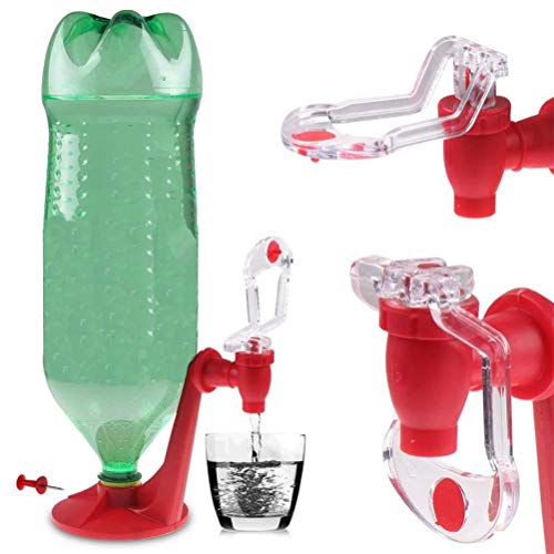 Pssopp Tragbar Einfach zu Bedienende Handdruckwasserflasche, Umgekehrte Trinkbrunnen mit Lebendiger Farbe, Leichtgewicht und Kompakt für Zuhause, Büro oder Reisen (Rot) von Pssopp