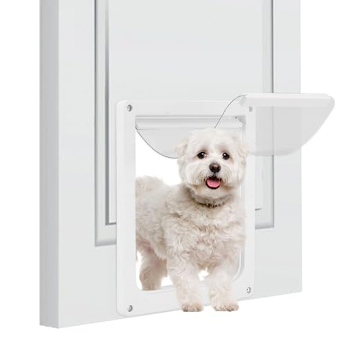 Pssopp Transparente Klappentür für Haustier, Hochfestes Aluminiumlegierrahmen, das die Automatische Hundetür für Veranda und Fensterschirme Leicht öffnen und Sperren Kann (L) von Pssopp