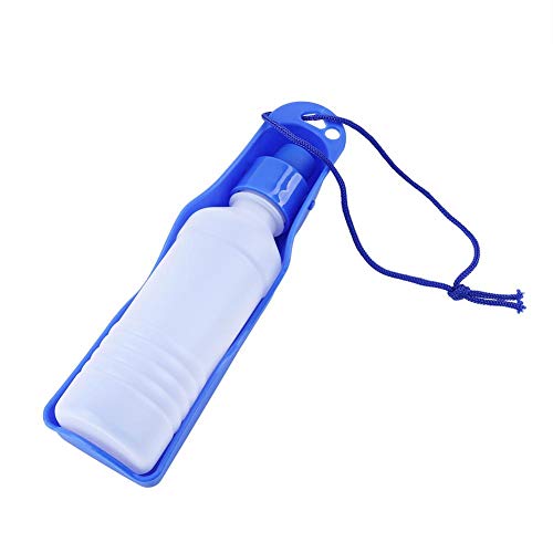 Pssopp Trinkflasche Hunde Reise Trinkwasserflasche 250 ml / 500 ml Tragbare Haustier Reise Wasserflasche Hunde Katzen Wasserspender Faltbar Hundetrinkflasche (250ml-blau) von Pssopp