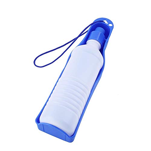 Trinkflasche Hunde Reise Trinkwasserflasche 250 ml / 500 ml Tragbare Haustier Reise Wasserflasche Hunde Katzen Wasserspender Faltbar Hundetrinkflasche (500ml-blau) von Pssopp