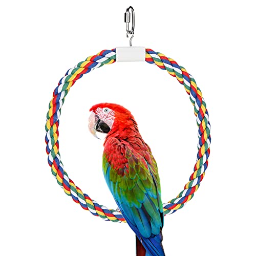 Pssopp Vogel Barsch, Haustier Baumwolle Seil Schaukel Ring Papagei Spielzeug Papagei Spielzeug Baumwolle Seil Schaukel Stehen Ring für Kleine und Mittlere Papagei von Pssopp