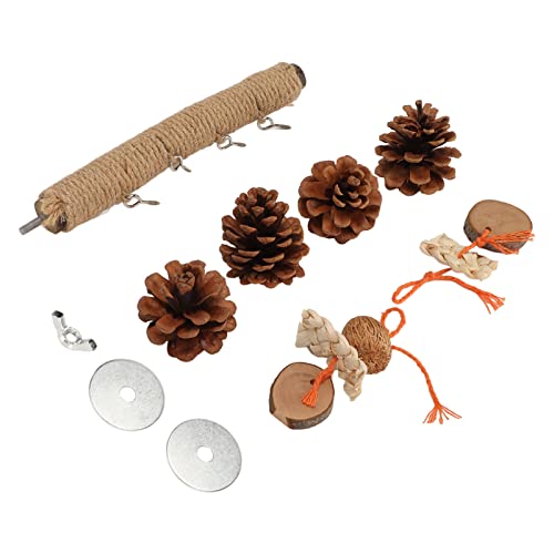 Vogelstange, Nüsse, Schnur, Dekoratives Hanfseil, Webvogel, Tannenzapfen, Ständer, Spielzeug, Natürlich, für Nymphensittiche, für Verliebte, für Kleine Vögel (S) von Pssopp