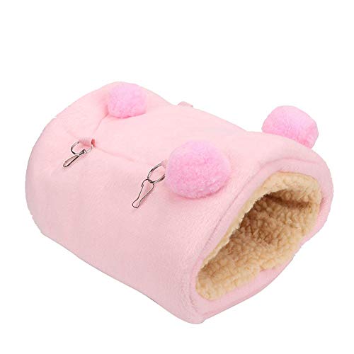 Pssopp Warme Flanell Hamster Hängematte Hamster Bet Verdicken Mini Pet Hanging Schlafen Nest House Swing Bett Spielbett für Kleintier Mäuse, Sugar Glider, Chinchilla, Dwraf Hamster(Rosa) von Pssopp