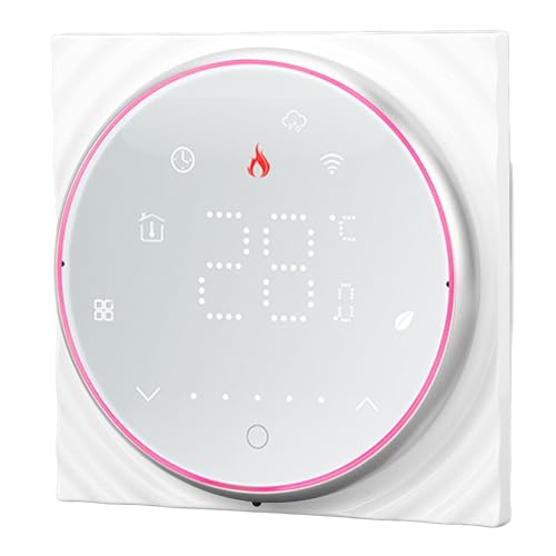 WiFi-Thermostat, 95–240 V, 5 A, Heimtemperaturregler, 86 Quadratische Versteckte Box, Hintergrundbeleuchteter LCD-Bildschirm für Fußbodenheizung (WHITE) von Pssopp