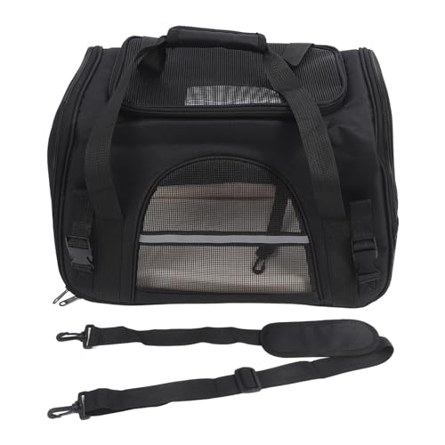 Tragbare Katzentrage, Zusammenklappbare Tragbare Welpenkäfig-Tragetasche, Handtasche, Haustiertragetasche für Reisen, Camping, Einkaufen, Wandern (Black) von Pssopp