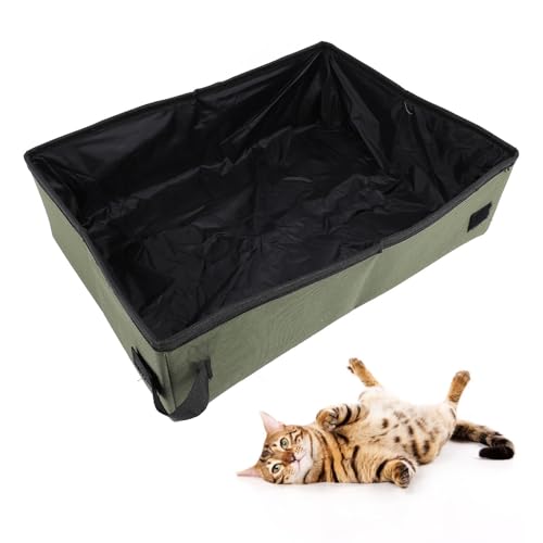 Tragbare Reise-Katzentoilette, Reinigen, Faltbares Design, Platzsparend, Grünes Oxford-Stoff, Haustiertoilette für Reisende Katzenbedarf (15,7 X Tragbare Reise-Katzentoilette, Reinigen, Faltbares Design, Platzsparend, Grünes Oxford-Stoff, Haustiertoilette für Reisende Katzenbedarf (15,7 X von Pssopp