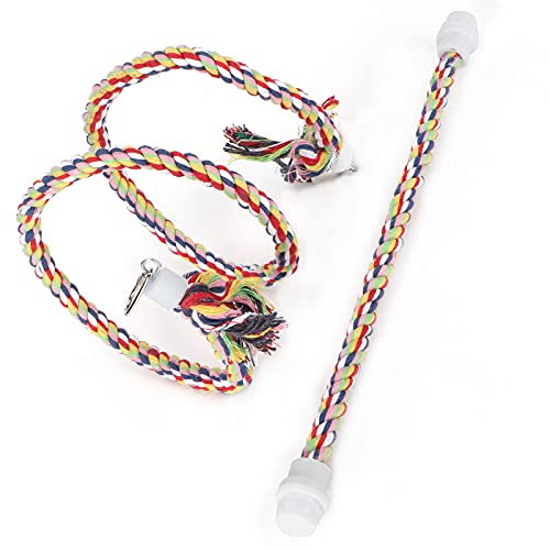 Vogel-Baumwollseil-Spielzeug, langlebiges Kletterstab-Spielzeug mit Glocke, 2 Stück Vogelständer-Seilspielzeug, ideal für die Entwicklung der Vogelkoordination und Balance Vogel-Baumwollseil-Spielzeug, langlebiges Kletterstab-Spielzeug mit Glocke, 2 Stück Vogelständer-Seilspielzeug, ideal für die Entwicklung der Vogelkoordination und Balance von Pssopp