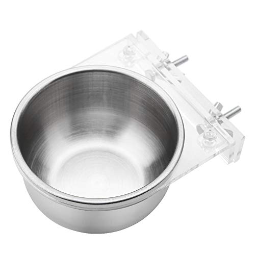 Pssopp Vogel Futternapf Edelstahl - Multifunktionaler Papagei & Wellensittich Futternapf mit Klemmhalter - Futterstation für Nymphensittich & Sittiche - Acryl & Edelstahl - Grau von Pssopp