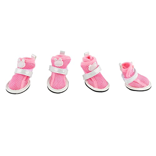 Weiche und Leichte Hunde-Netzschuhe für Bichon Teddy, Atmungsaktive Welpenstiefel für den Sommer (PINK) von Pssopp