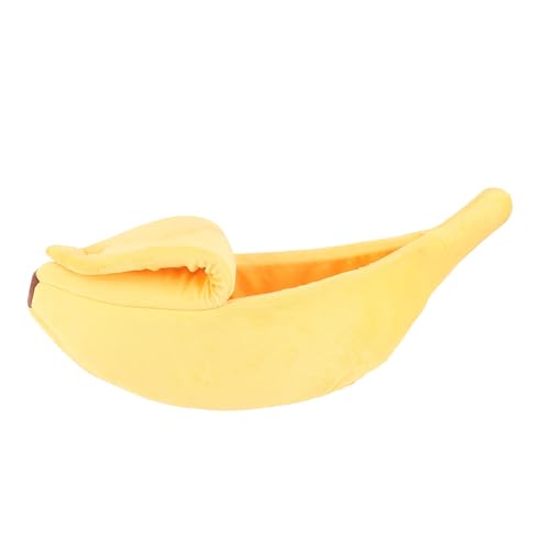 Weiches Katzen-Bananen-Kuschelbett, Leicht zu Reinigen, Einfach Herauszunehmen und Niedliches Warmes Höhlen-Couch-Hausboot für Katzen, Kätzchen, Kaninchen (gelb, 59,9 X 20,1 X Weiches Katzen-Bananen-Kuschelbett, Leicht zu Reinigen, Einfach Herauszunehmen und Niedliches Warmes Höhlen-Couch-Hausboot für Katzen, Kätzchen, Kaninchen (gelb, 59,9 X 20,1 X von Pssopp