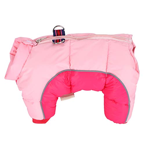 Hund Wintermantel Warmer winddichter Hund Schneeanzug Vierbeiner Hosen Overall Welpenbekleidung Kleidung Outfits mit Rücken Reißverschluss Pink von Pssopp
