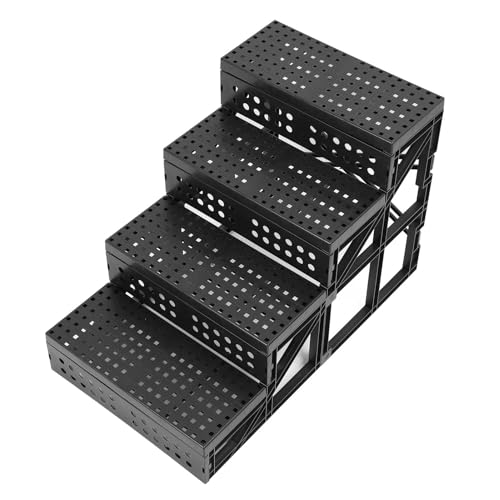 rutschfeste Hundetreppe aus Kunststoff, Leichtes Material, Leicht zu Bewegen, Faltbares Design, Platzsparende Haustiertreppe für Kleine Hunde und Katzen (schwarz) von Pssopp