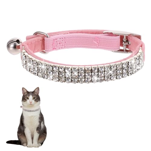 Katzenhalsband mit Glöckchen, Halsband Katze Personalisiert Katzen Halsbänder Verstellbar Katzenhalsbänder mit Sicherheitsverschluss Weich Katzen Halsband 18-19 cm für Alle Hauskatzen von Psyqtsuary