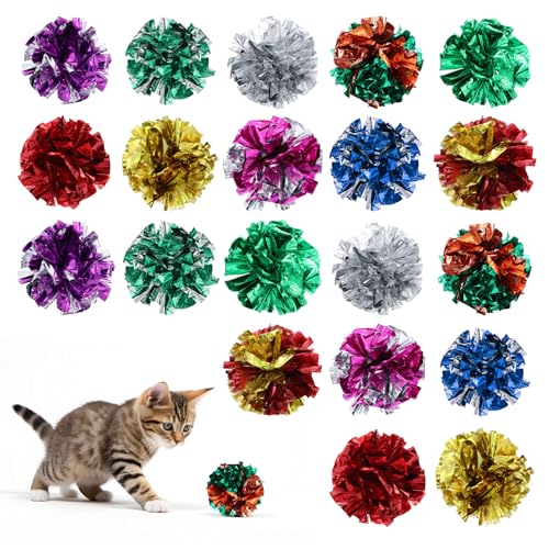 Psyqtsuary 20 Stück Interaktive Knisterball für Katzen Interaktiver Knisterball aus Polyesterfolie Knisterball für Katzen in leuchtenden Farben zur Anziehung und Beschäftigung von Katzen Psyqtsuary 20 Stück Interaktive Knisterball für Katzen Interaktiver Knisterball aus Polyesterfolie Knisterball für Katzen in leuchtenden Farben zur Anziehung und Beschäftigung von Katzen von Psyqtsuary