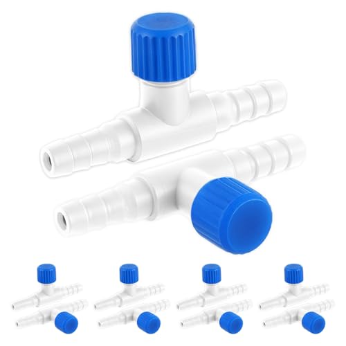 Psyqtsuary Aquarium Luftpumpe Zubehör Aquarium Luftschlauch Ventil, 10 Stück Kunststoff Luftstromregler für 5 mm ID-Luftschläuche Einstellbar Luftausströmer Zubehör (Blau-Weiß-Kombination) von Psyqtsuary