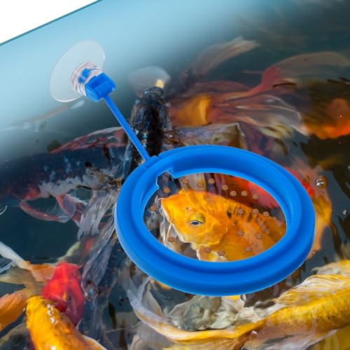 Aquarium Futterring mit Saugnapf, Aquarium Blau Fisch Fütterung Ringe, Runde schwimmende Futterspender, Feeding Station Fisch Fütterer für Betta Goldfisch Kugelfisch und Schildkröten von Psyqtsuary