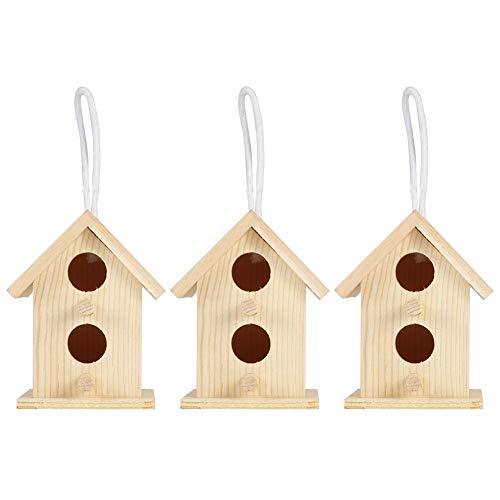 3 Stücke Outdoor Holz Vogelhaus Nistkäfig Ornament Für Gartendekoration Garten Terrasse Nester Box Für Wildvogelbeobachtung von Psytfei