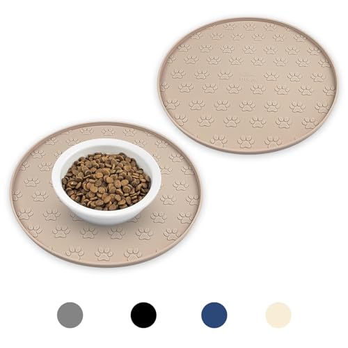Ptlom 2 Stück Hundefuttermatte rutschfeste Hundenapfmatten für Futter und Wasser, hohe Lippen, wasserdichte Hunde-Füttermatte, verhindert unordentliches Verschütten, Silikon-Haustier-Tischset, Ptlom 2 Stück Hundefuttermatte rutschfeste Hundenapfmatten für Futter und Wasser, hohe Lippen, wasserdichte Hunde-Füttermatte, verhindert unordentliches Verschütten, Silikon-Haustier-Tischset, von Ptlom
