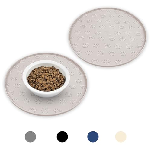 Ptlom 2 Stück Hundefuttermatte rutschfeste Hundenapfmatten für Futter und Wasser, hohe Lippen, wasserdichte Hunde-Füttermatte, verhindert unordentliches Verschütten, Silikon-Haustier-Tischset, Ptlom 2 Stück Hundefuttermatte rutschfeste Hundenapfmatten für Futter und Wasser, hohe Lippen, wasserdichte Hunde-Füttermatte, verhindert unordentliches Verschütten, Silikon-Haustier-Tischset, von Ptlom