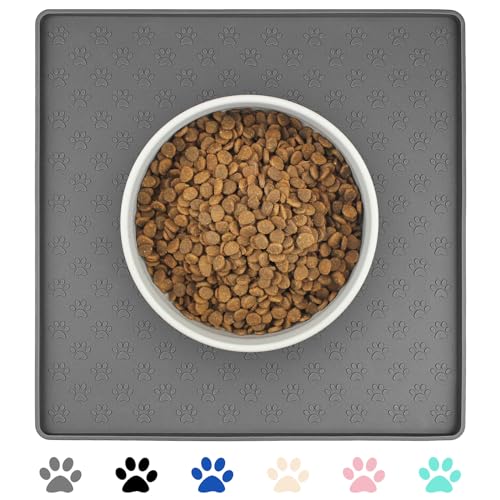 Ptlom Graues Haustier-Tischset für Hund und Katze, wasserdichte rutschfeste Silikon-Futternapfmatte verhindert Überlaufen von Futter und Wasser, Welpenschale, Futternapf, Brunnen-Tabletts geeignet für Ptlom Graues Haustier-Tischset für Hund und Katze, wasserdichte rutschfeste Silikon-Futternapfmatte verhindert Überlaufen von Futter und Wasser, Welpenschale, Futternapf, Brunnen-Tabletts geeignet für von Ptlom