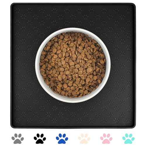 Ptlom Haustier-Tischset für Hund und Katze, wasserdicht, rutschfest, Silikon, verhindert Überlaufen von Futter und Wasser, Welpen-Schale, Futterspender für mittelgroße und kleine Haustiere, Schwarz Ptlom Haustier-Tischset für Hund und Katze, wasserdicht, rutschfest, Silikon, verhindert Überlaufen von Futter und Wasser, Welpen-Schale, Futterspender für mittelgroße und kleine Haustiere, Schwarz von Ptlom