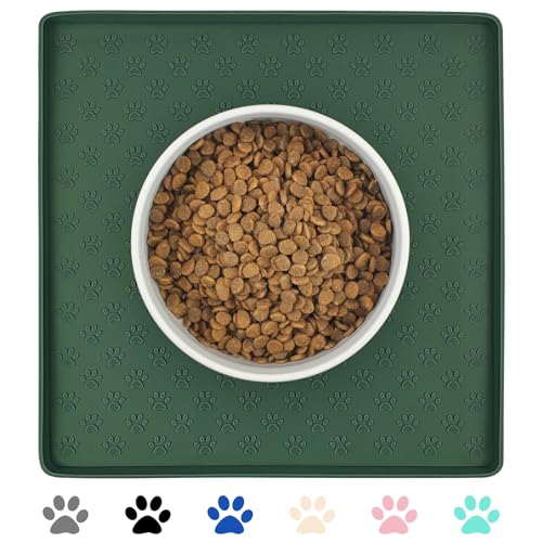 Ptlom Haustier-Tischset für Hund und Katze, wasserdichte Silikon-Futternapf-Matten für Futter und Wasser, kleine, mittelgroße und große Hundematte verhindert, dass Rückstände auf den Boden Ptlom Haustier-Tischset für Hund und Katze, wasserdichte Silikon-Futternapf-Matten für Futter und Wasser, kleine, mittelgroße und große Hundematte verhindert, dass Rückstände auf den Boden von Ptlom